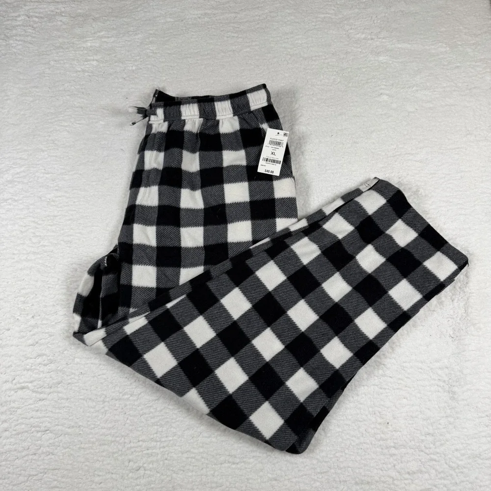 Club Room Men's Fleece Pajama Pant Black White Multi XL